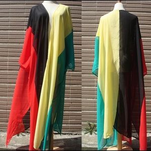 Jamaican colored sheer bathing suit cover up